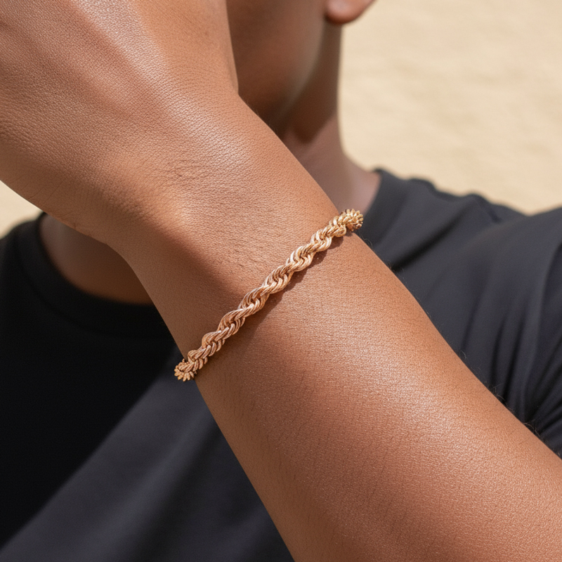 6mm 925S & VVS Moissanite Clasp Stainless Steel Rope Bracelet