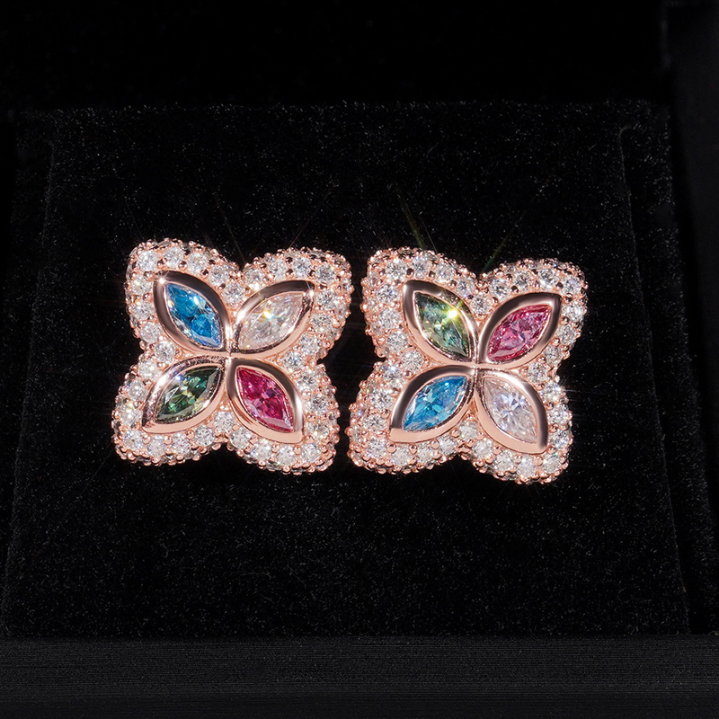 925S & VVS Moissanite Multi Clover Earrings