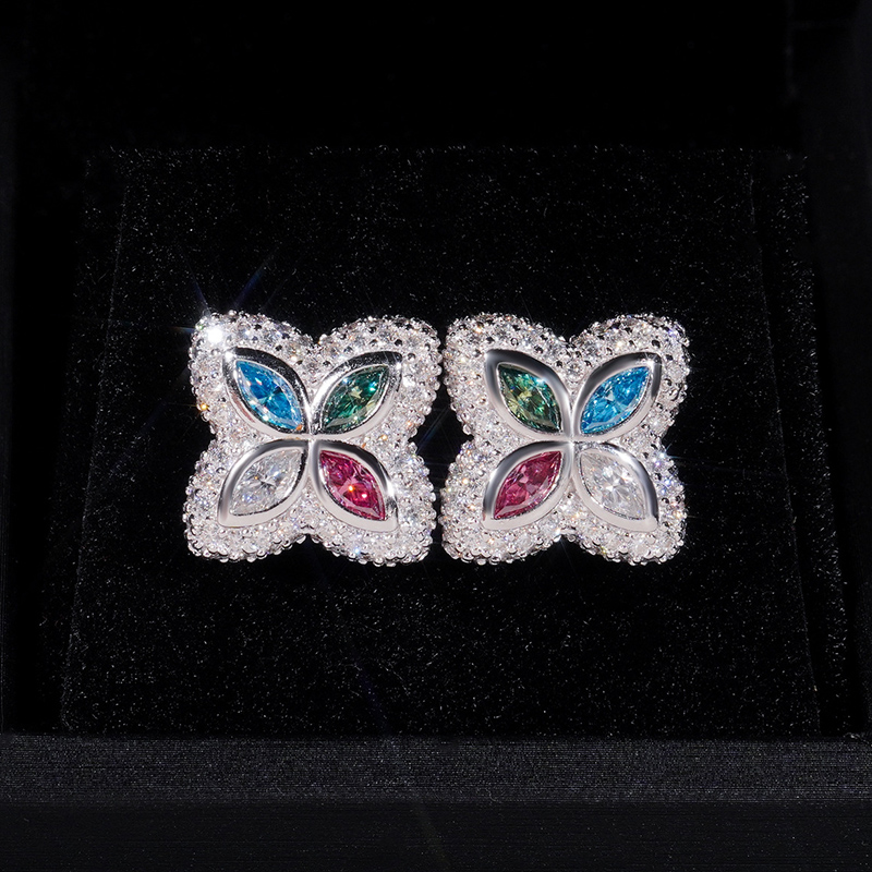 925S & VVS Moissanite Multi Clover Earrings