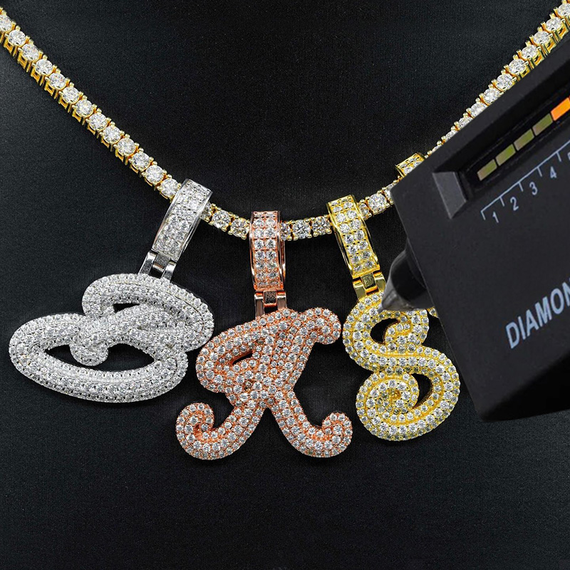 925S & VVS Moissanite Iced Letter Pendant