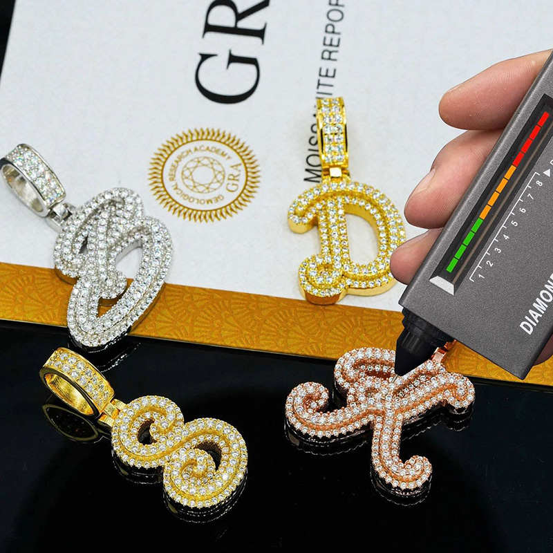 925S & VVS Moissanite Iced Letter Pendant