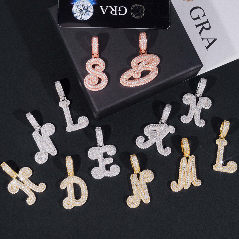 925S & VVS Moissanite Iced Letter Pendant