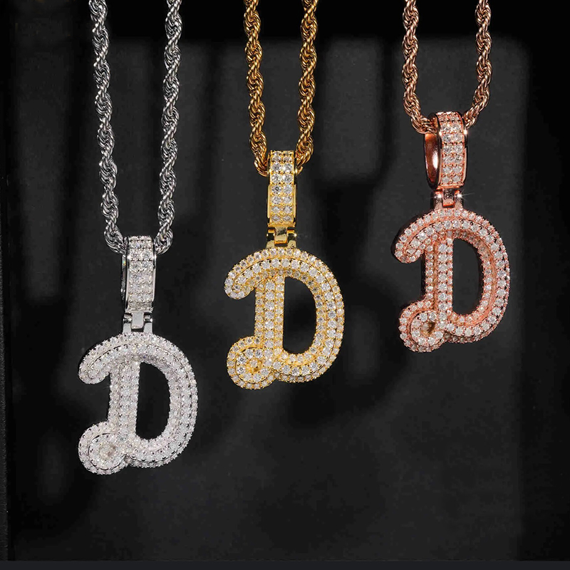 925S & VVS Moissanite Iced Letter Pendant