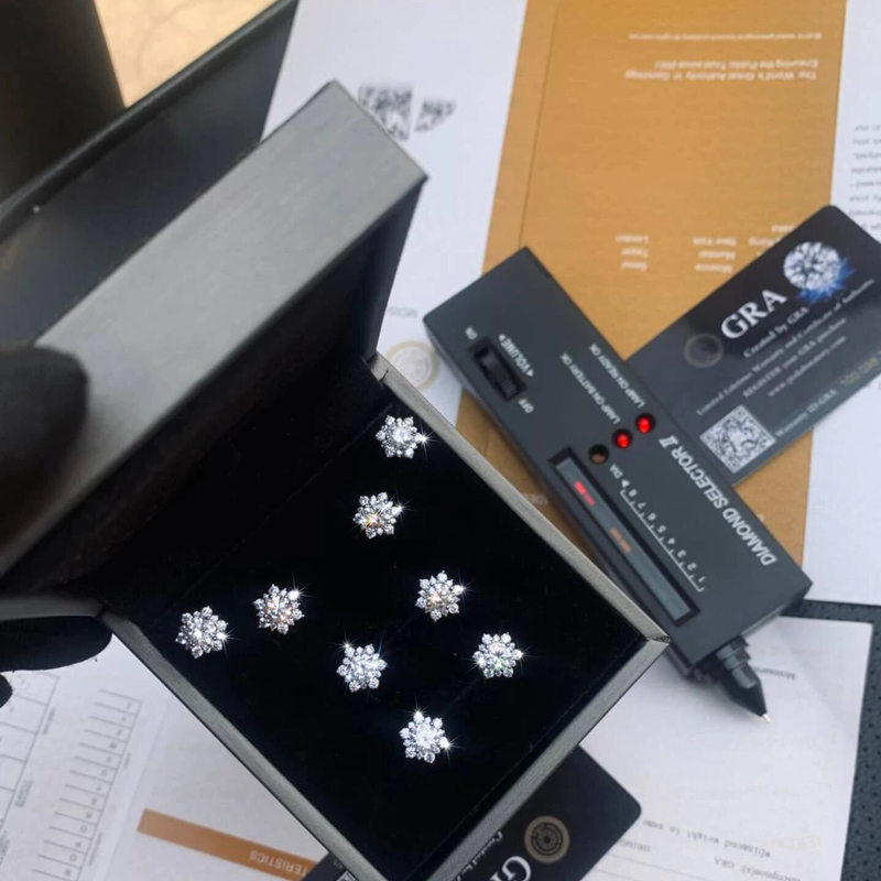 925S & VVS Moissanite Snowflake Stud Earrings in White Gold