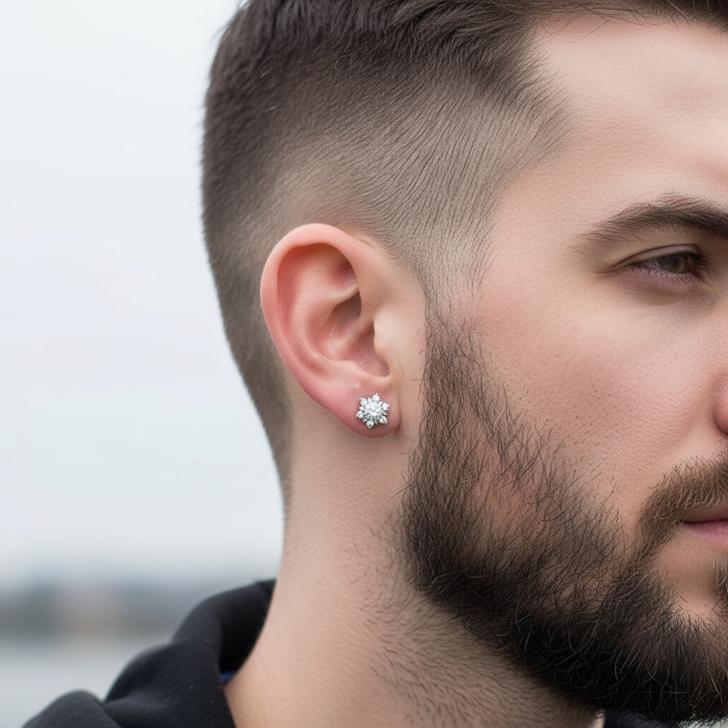 925S & VVS Moissanite Snowflake Stud Earrings in White Gold