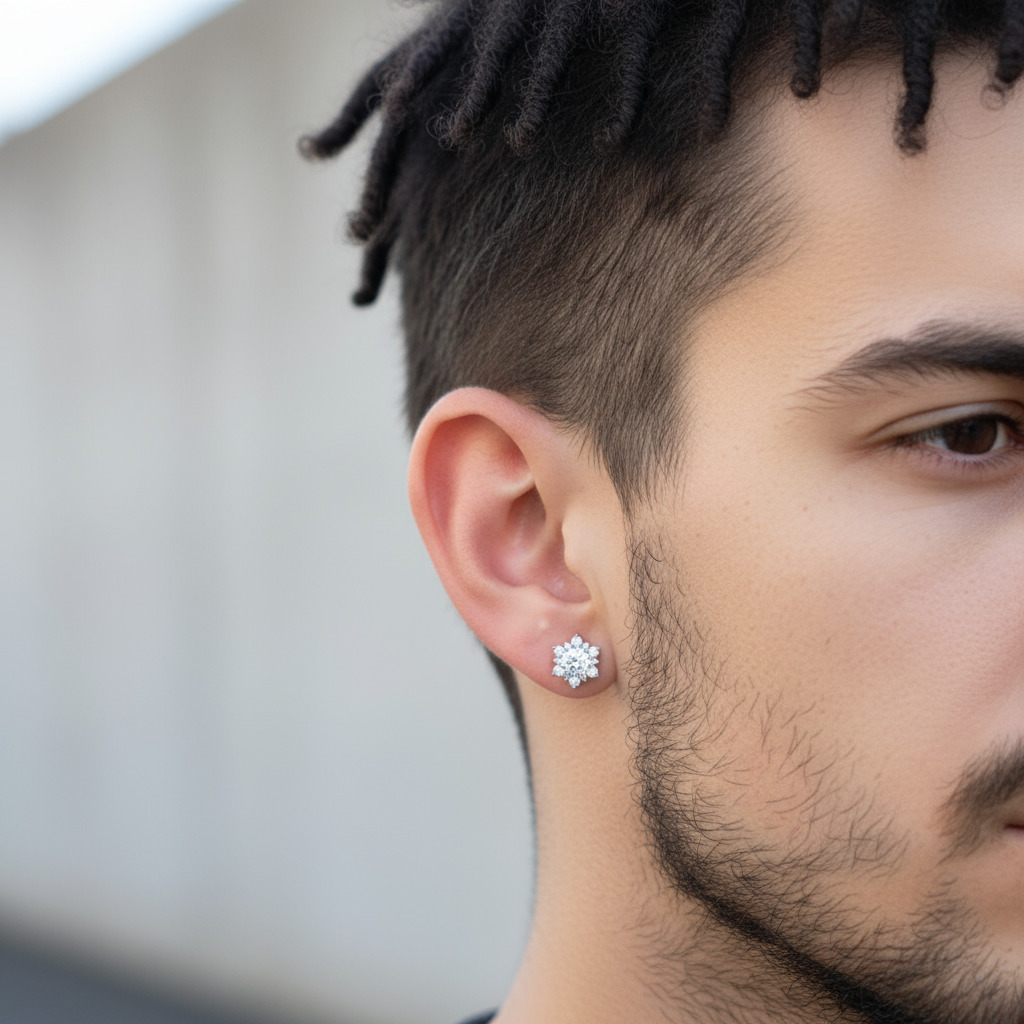 925S & VVS Moissanite Snowflake Stud Earrings in White Gold