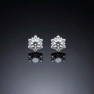 925S & VVS Moissanite Snowflake Stud Earrings in White Gold 925S & VVS Moissanite Snowflake Stud Earrings in White Gold