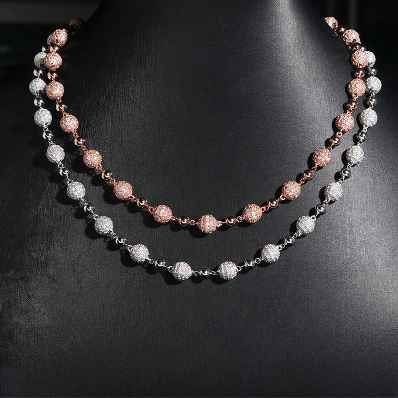 925S & VVS Moissanite 8mm Iced Beads Chain