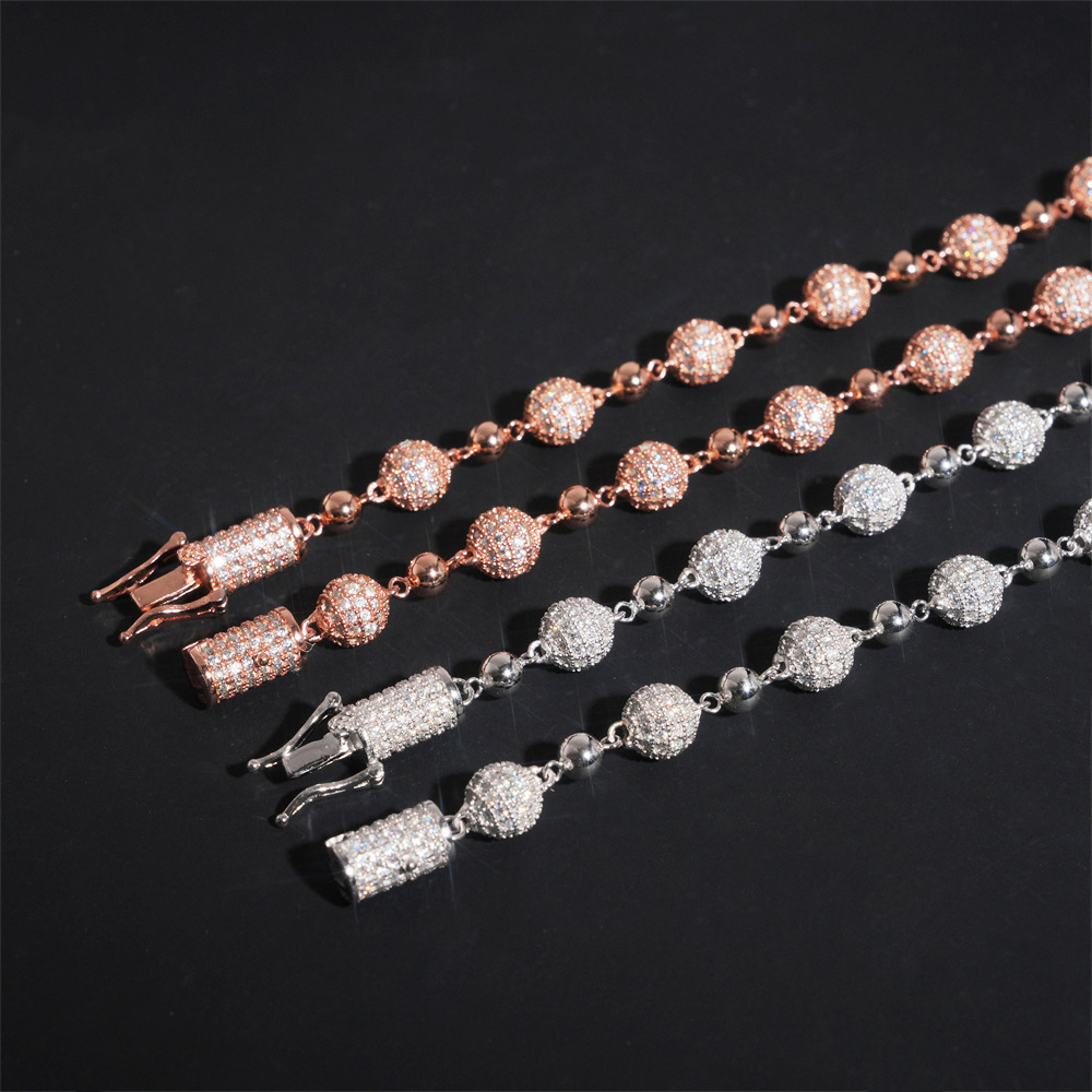 925S & VVS Moissanite 8mm Iced Beads Chain