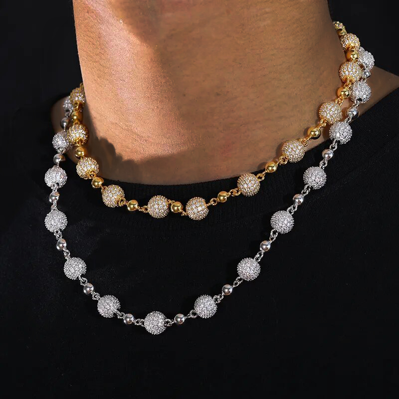 925S & VVS Moissanite 8mm Iced Beads Chain