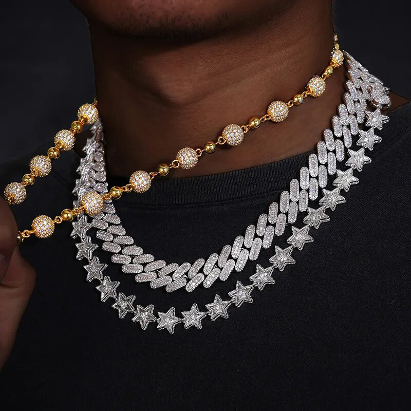 925S & VVS Moissanite 8mm Iced Beads Chain
