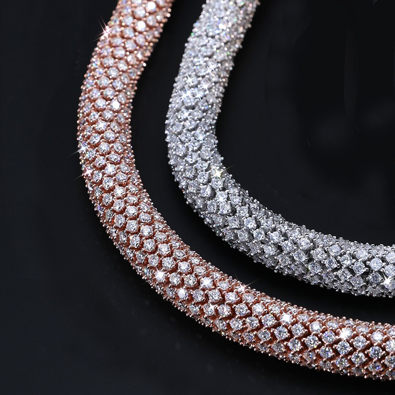 S925 & Moissanite 6mm Fully Paved Snake Chain