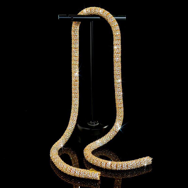 S925 & Moissanite 6mm Fully Paved Snake Chain