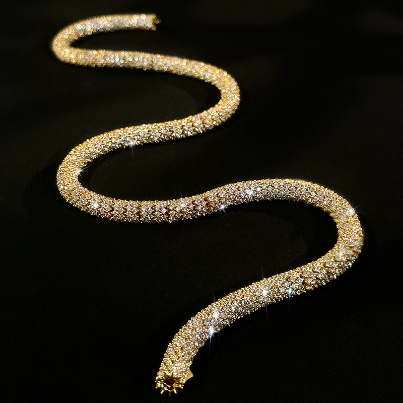 S925 & Moissanite 6mm Fully Paved Snake Chain