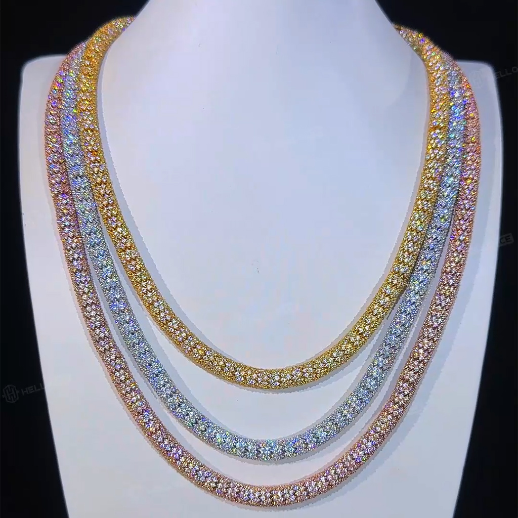 S925 & Moissanite 6mm Fully Paved Snake Chain