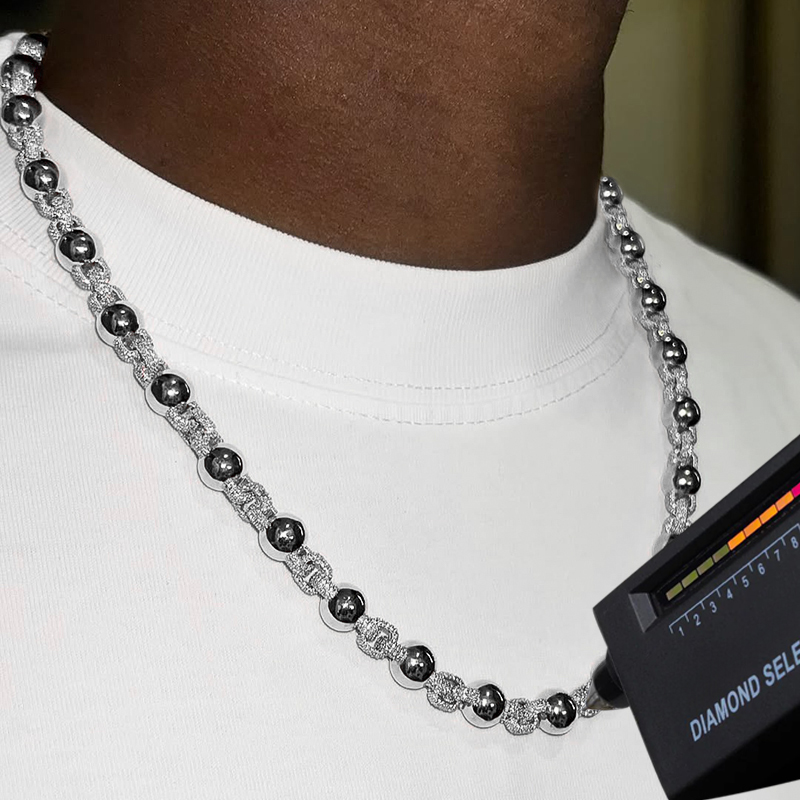 8mm S925 & Moissanite Micro Paved Ball Chain