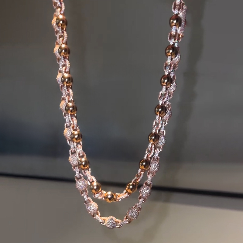 8mm S925 & Moissanite Micro Paved Ball Chain