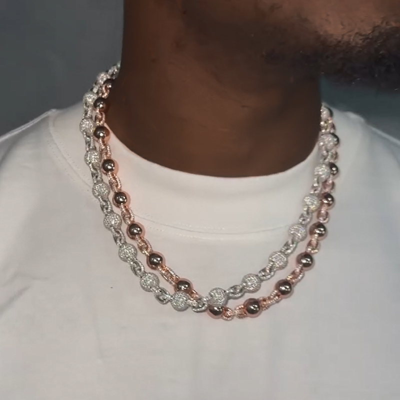 8mm S925 & Moissanite Micro Paved Ball Chain