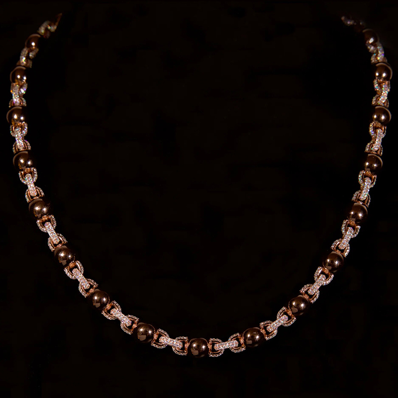 8mm S925 & Moissanite Micro Paved Ball Chain