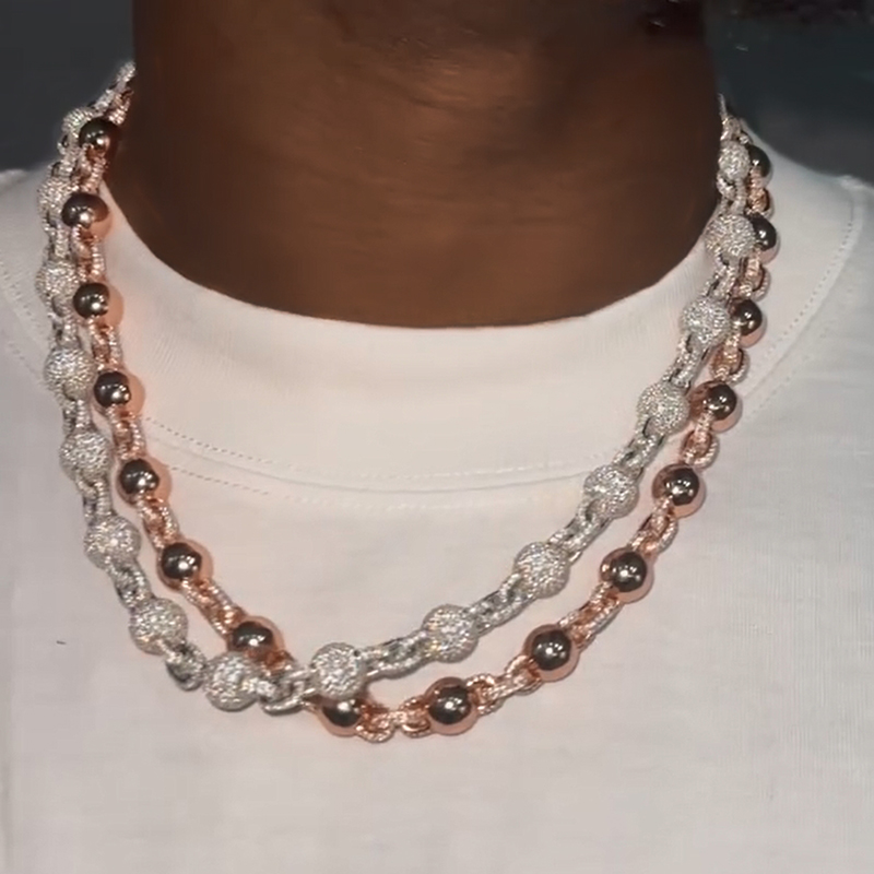 8mm S925 & Moissanite Micro Paved Ball Chain