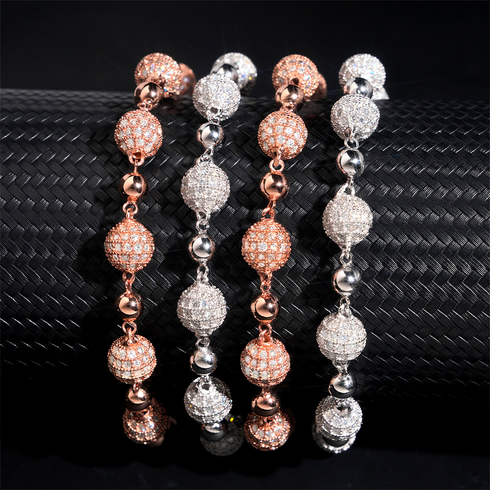 925S & VVS Moissanite 8mm Iced Beads Beacelet