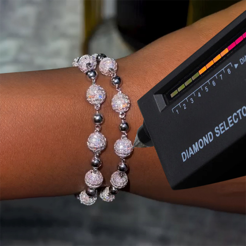 925S & VVS Moissanite 8mm Iced Beads Beacelet