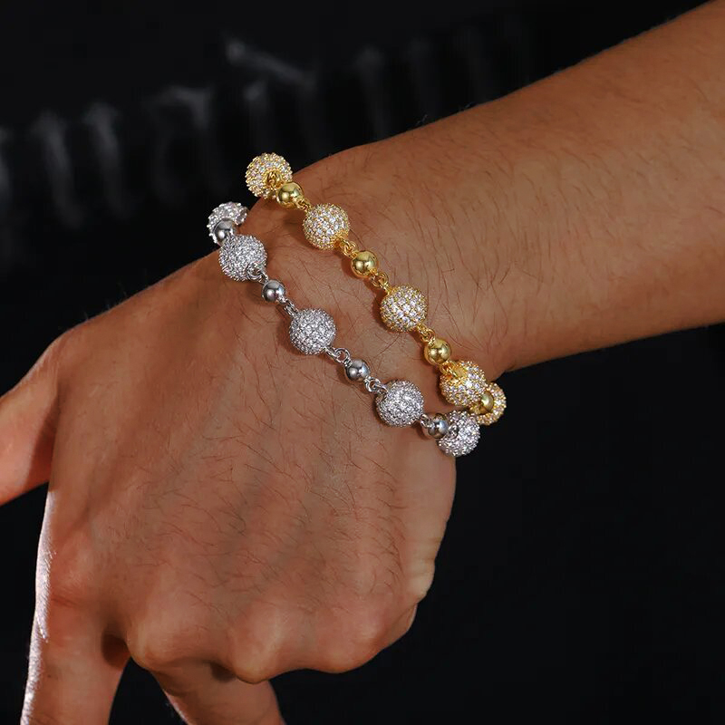 925S & VVS Moissanite 8mm Iced Beads Beacelet