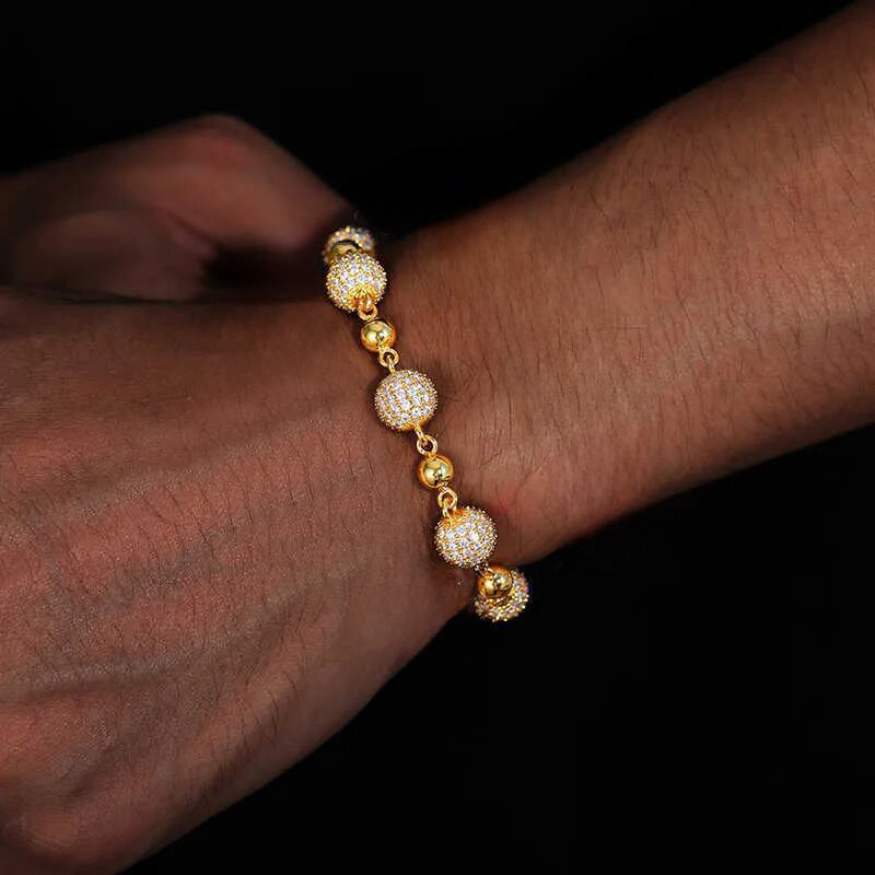 925S & VVS Moissanite 8mm Iced Beads Beacelet