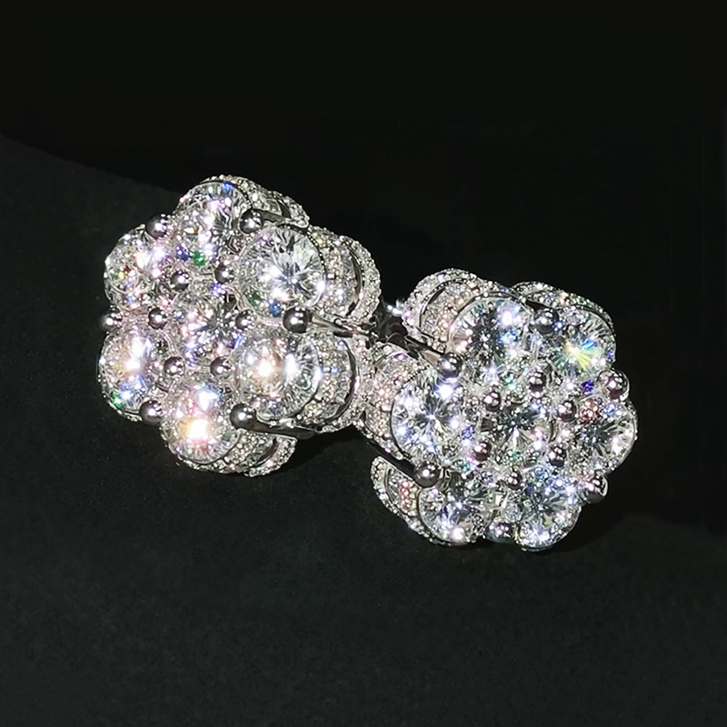 Iced Out Cluster Flower Full Paved Earrings
