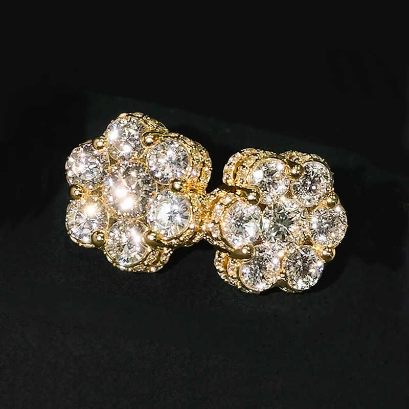 Iced Out Cluster Flower Full Paved Earrings