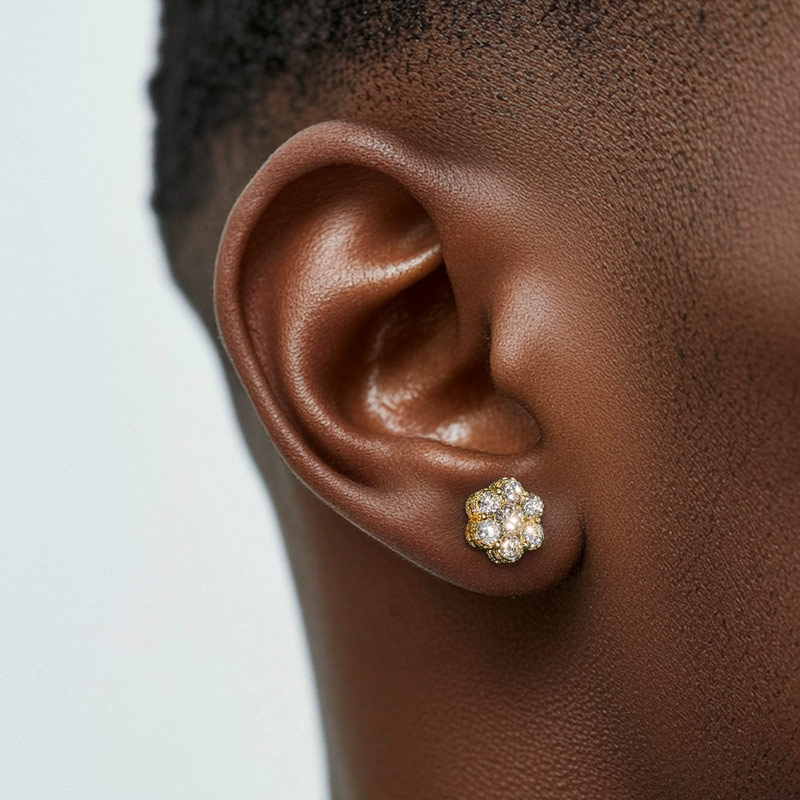 925S & VVS Moissanite Cluster Flower Full Paved Earrings