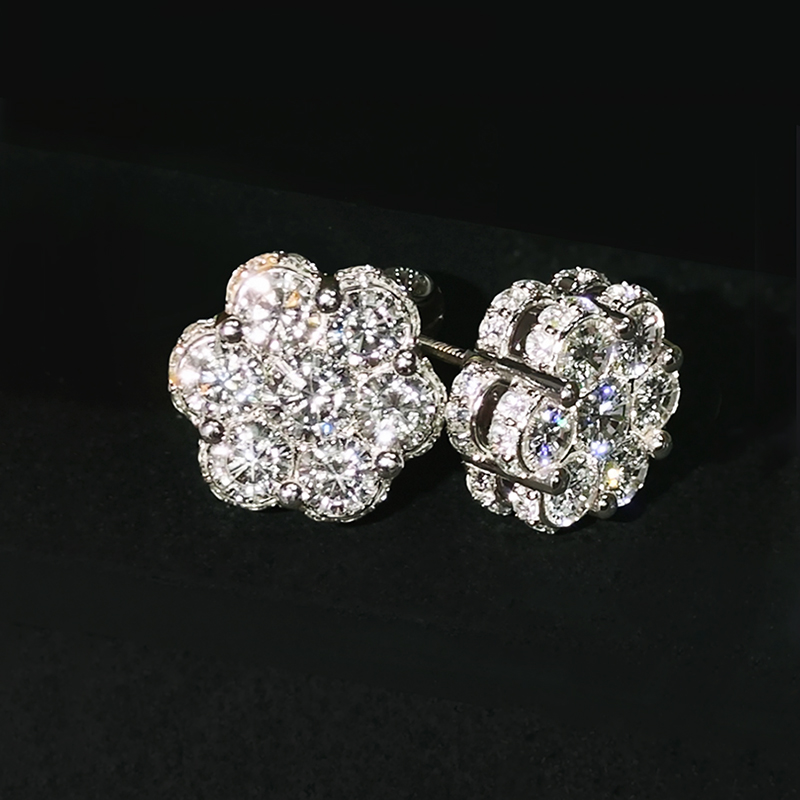 Iced Out Cluster Flower Full Paved Earrings