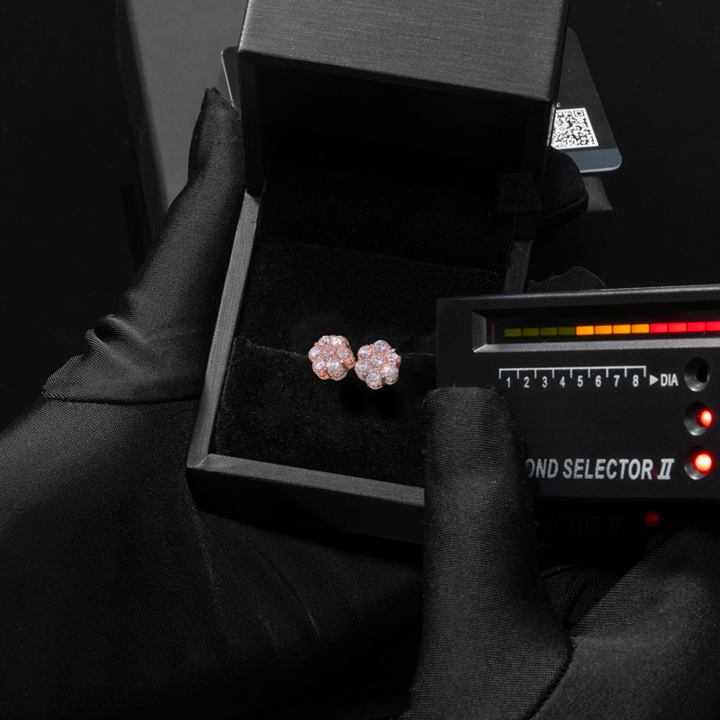 925S & VVS Moissanite Cluster Flower Full Paved Earrings
