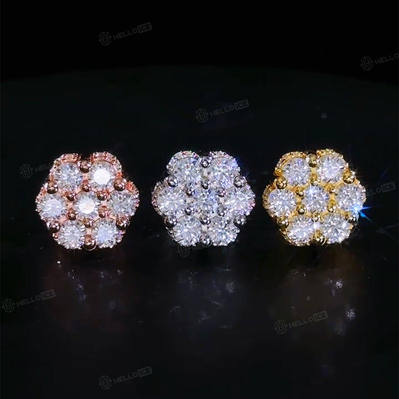 Iced Out Cluster Flower Full Paved Earrings