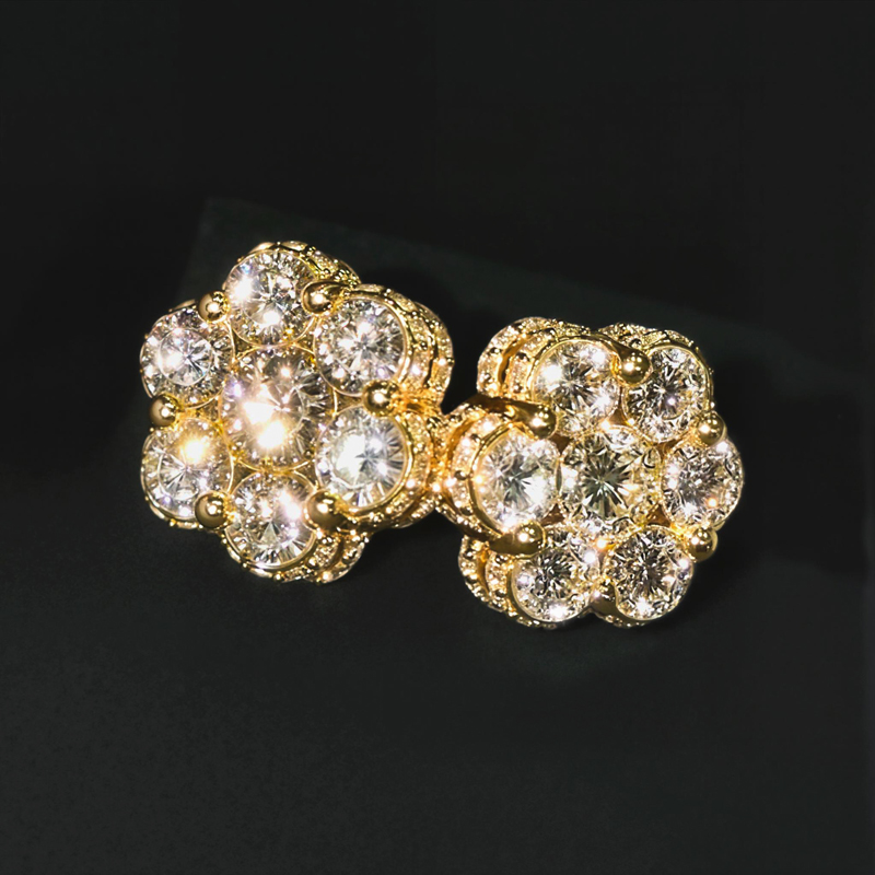 Iced Out Cluster Flower Full Paved Earrings Iced Out Cluster Flower Full Paved Earrings