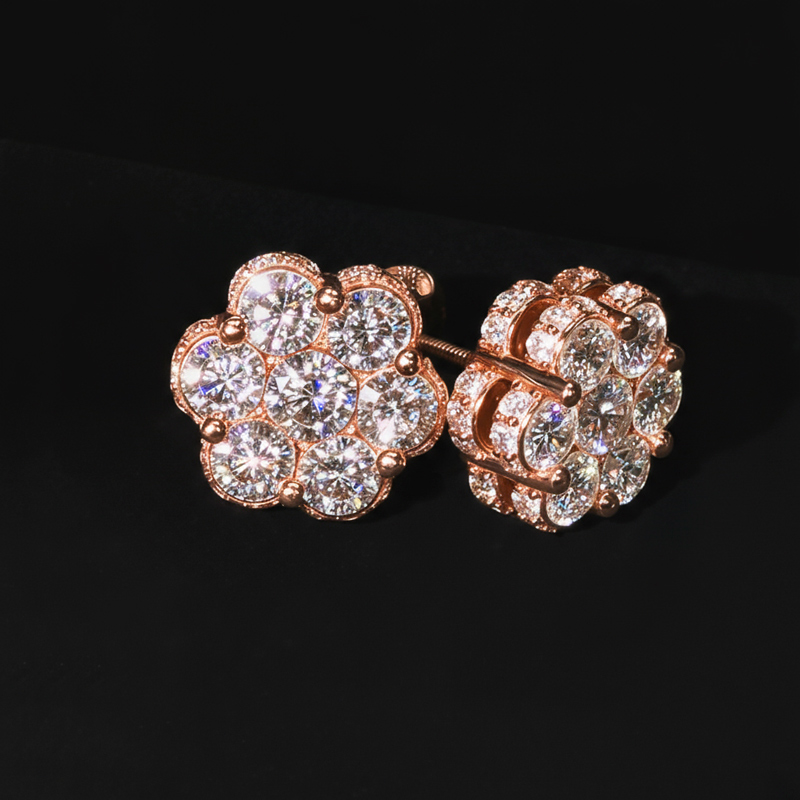 Iced Out Cluster Flower Full Paved Earrings Iced Out Cluster Flower Full Paved Earrings