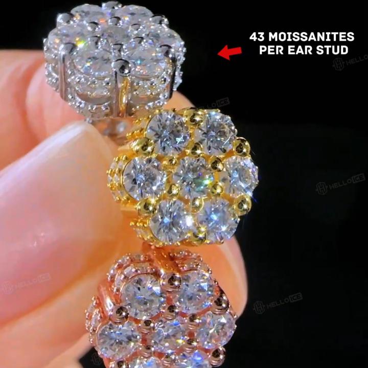 Iced Out Cluster Flower Full Paved Earrings