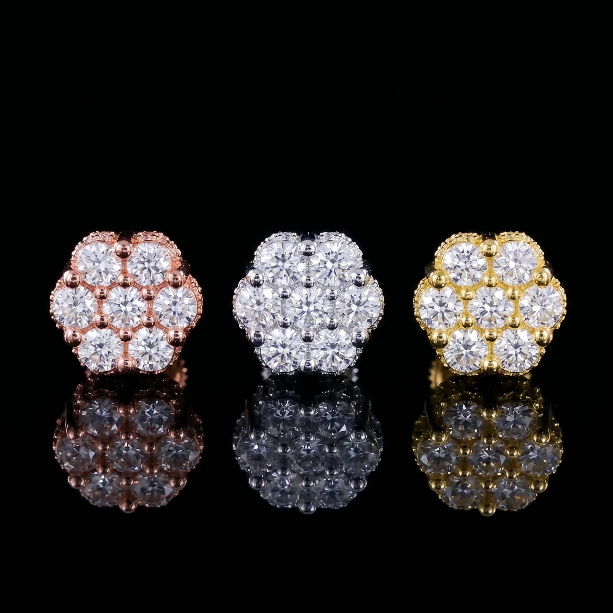 Iced Out Cluster Flower Full Paved Earrings