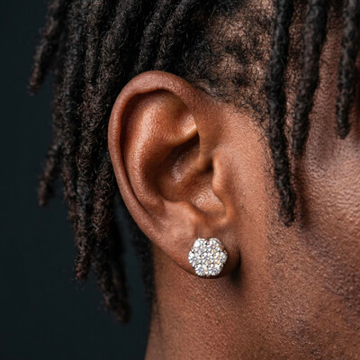 Iced Out Cluster Flower Full Paved Earrings