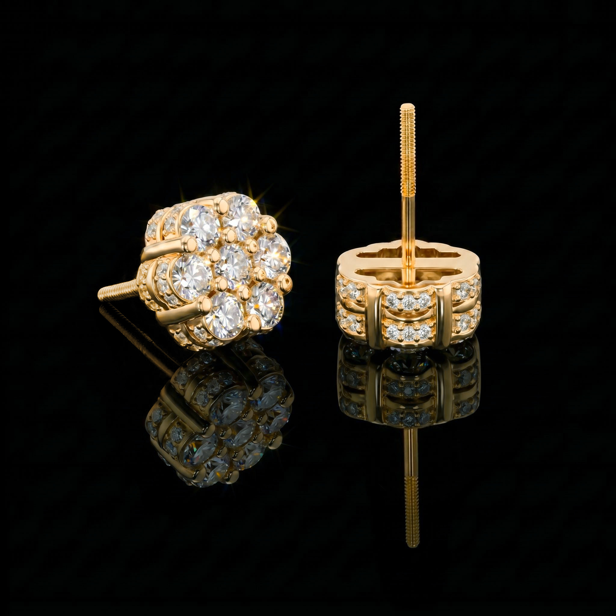 Iced Out Cluster Flower Full Paved Earrings