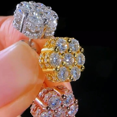 Iced Out Cluster Flower Full Paved Earrings