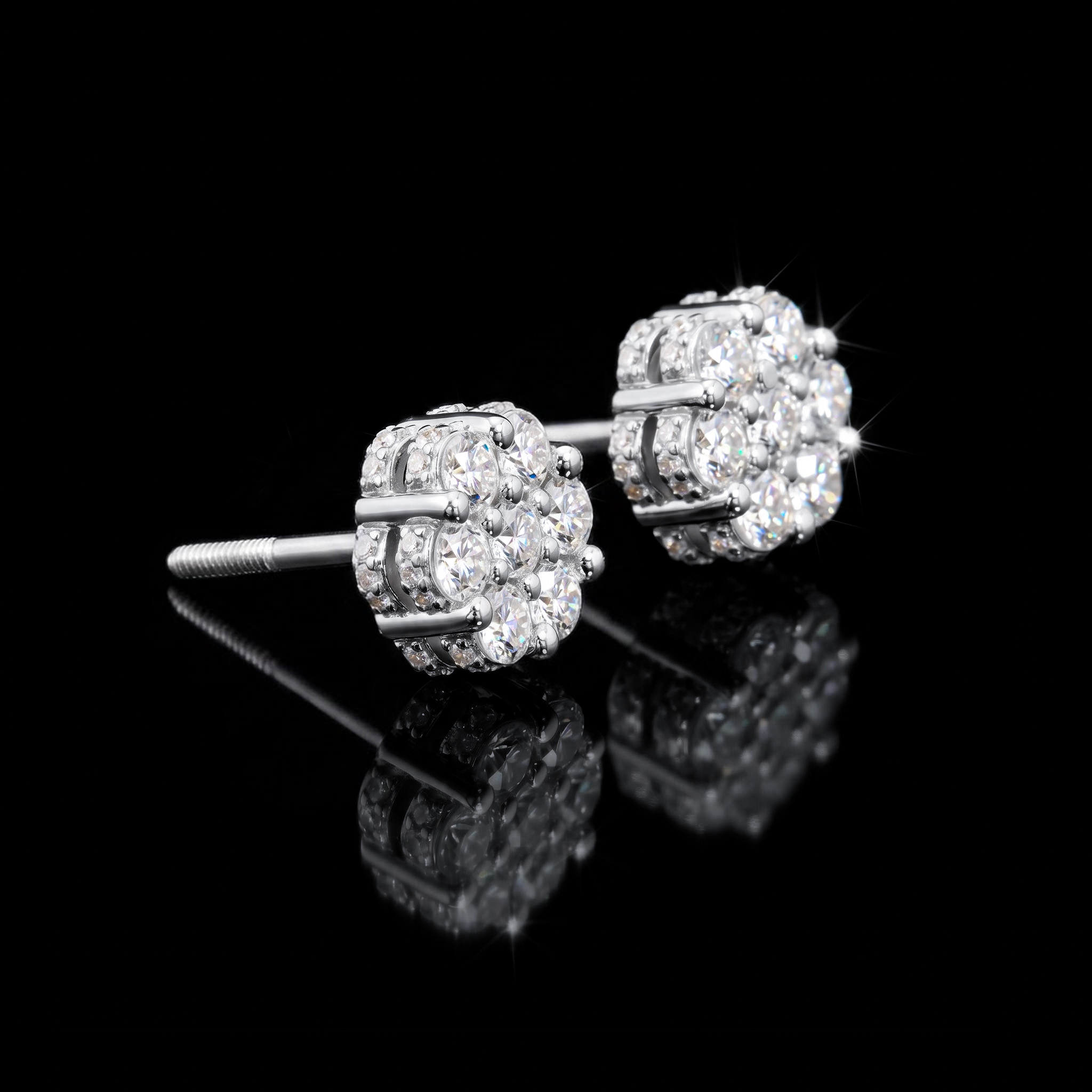 Iced Out Cluster Flower Full Paved Earrings