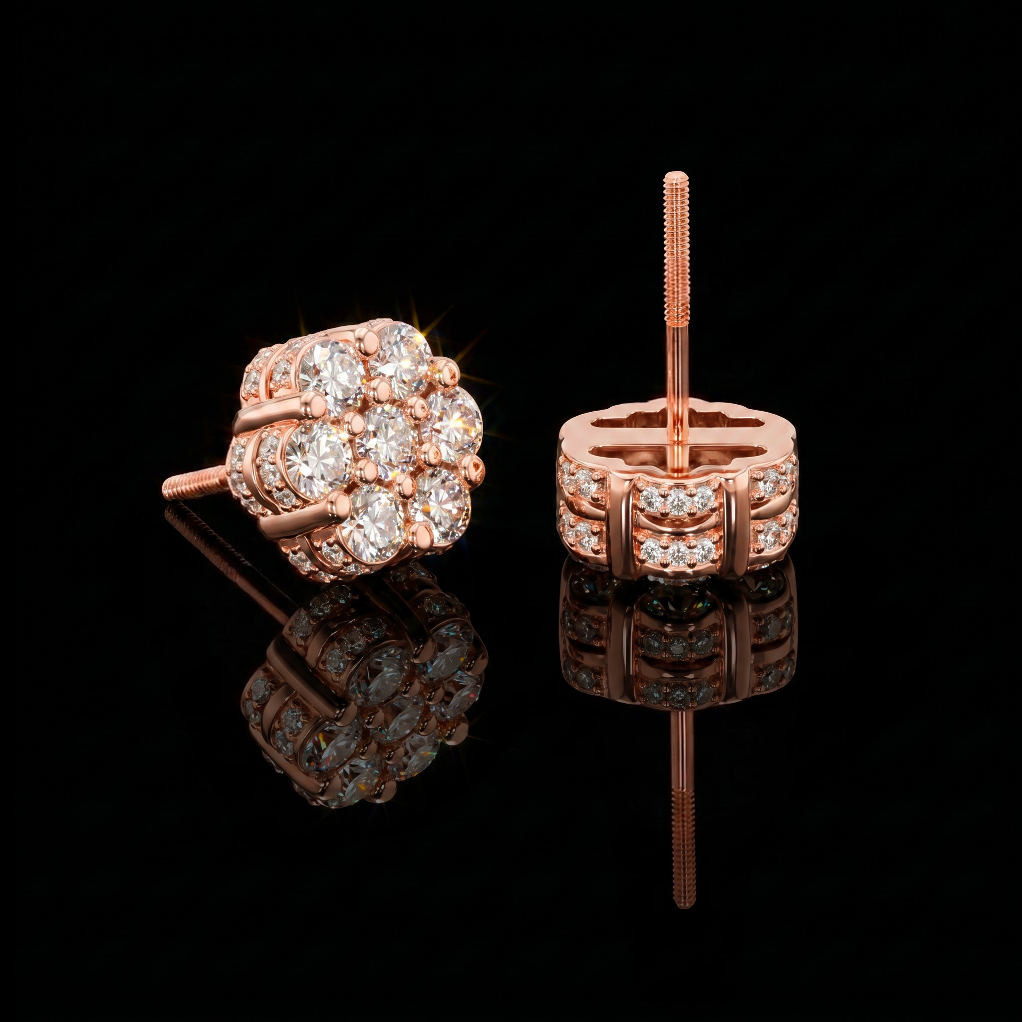 Iced Out Cluster Flower Full Paved Earrings