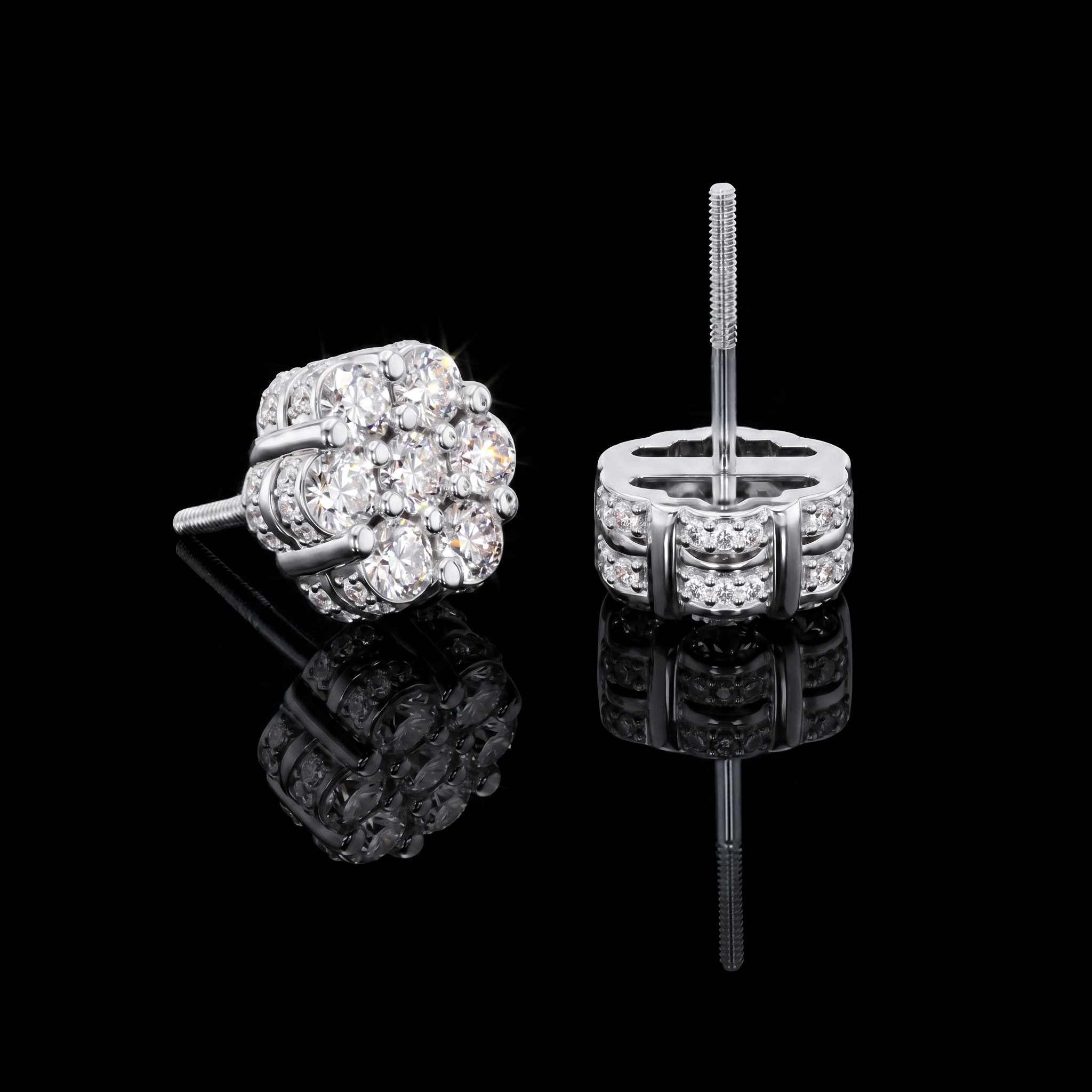 Iced Out Cluster Flower Full Paved Earrings