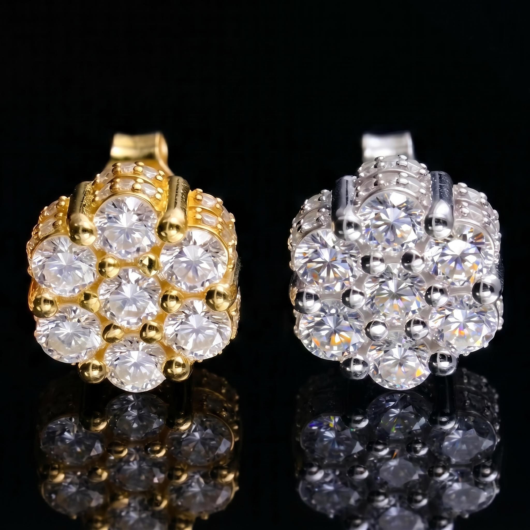 Iced Out Cluster Flower Full Paved Earrings