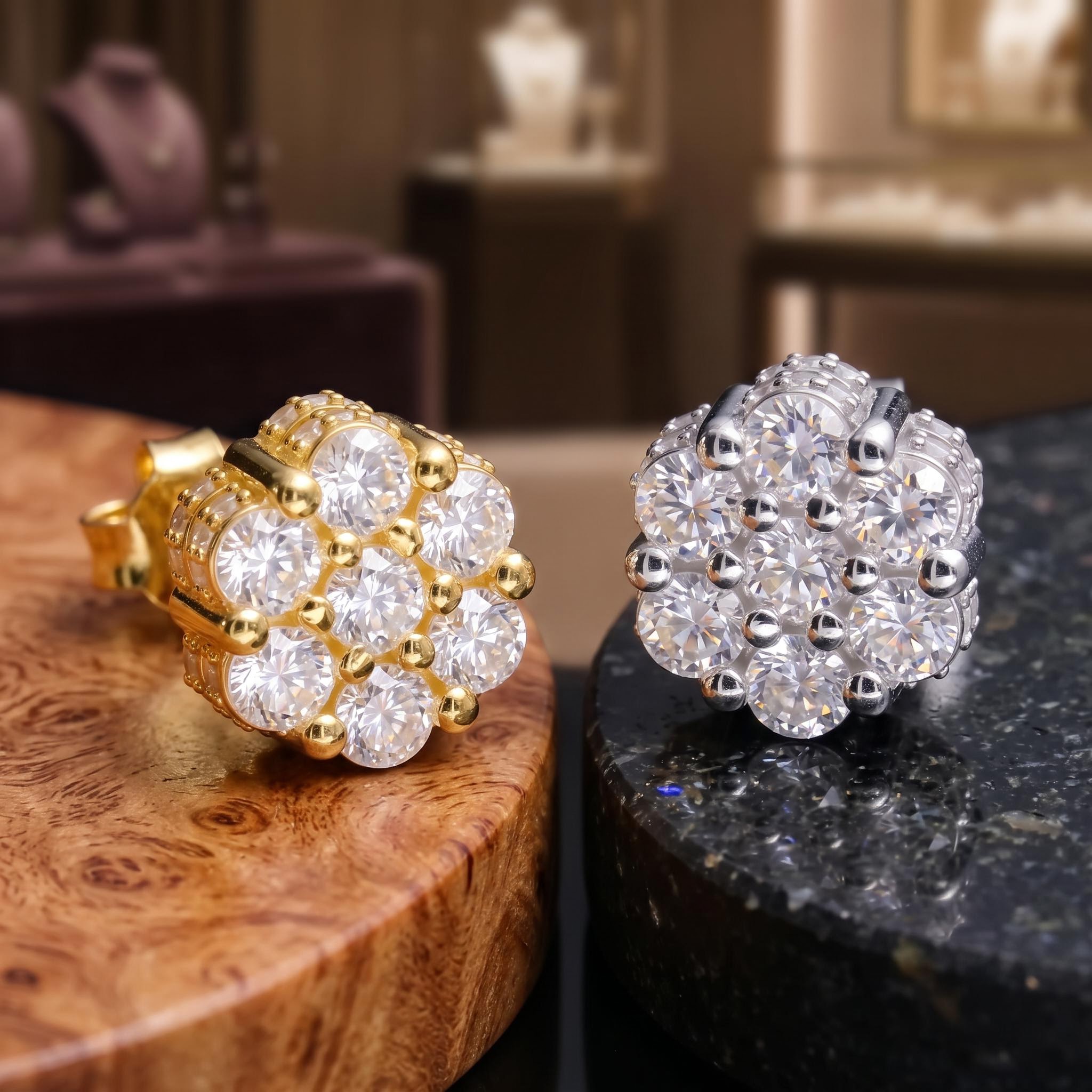 Iced Out Cluster Flower Full Paved Earrings
