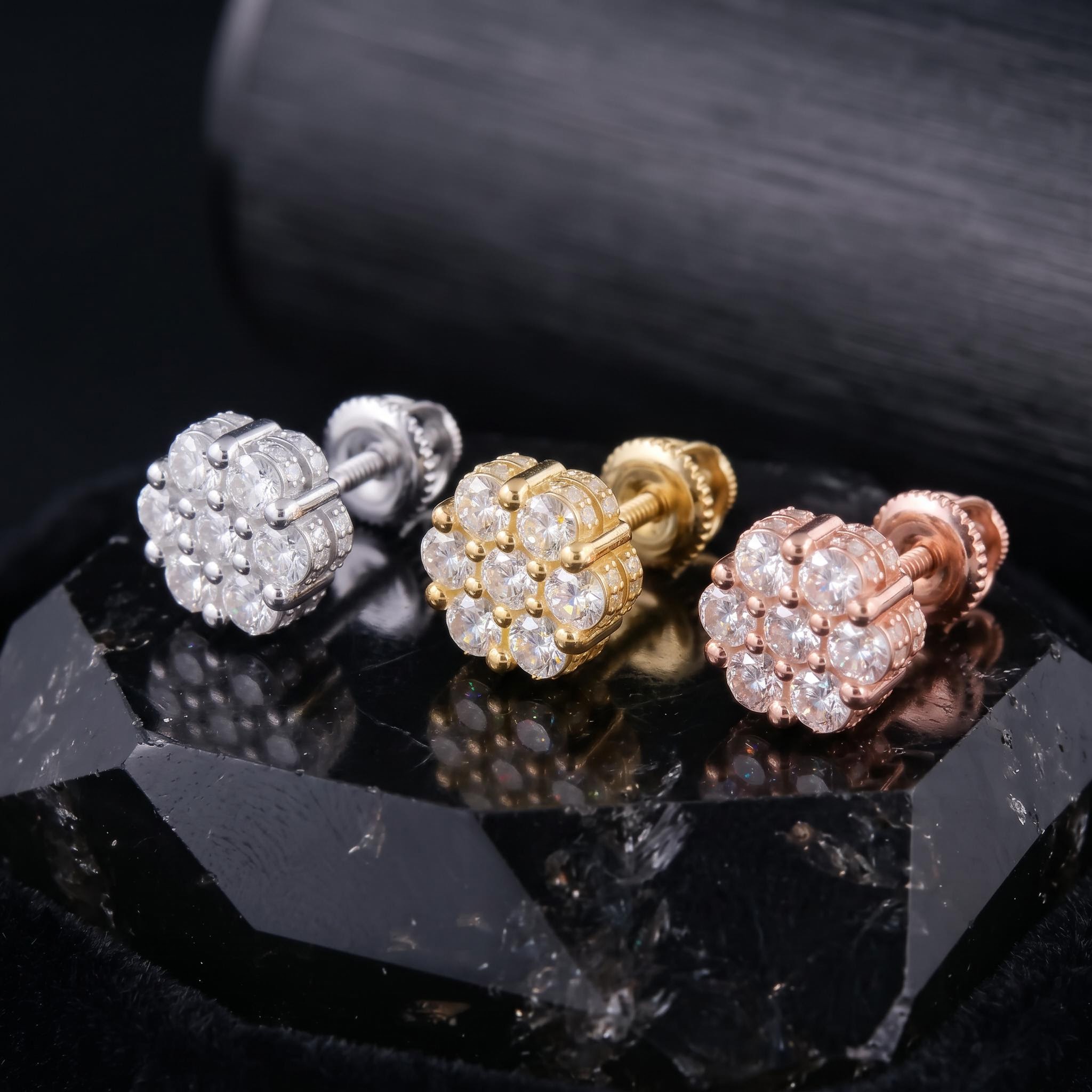Iced Out Cluster Flower Full Paved Earrings