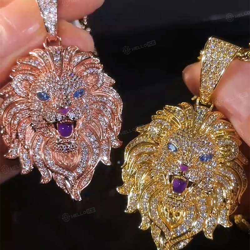 Iced Roaring Lion Head Pendant Iced Roaring Lion Head Pendant