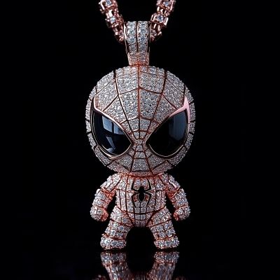 Iced Out Cartoon Superhero Spider Pendant