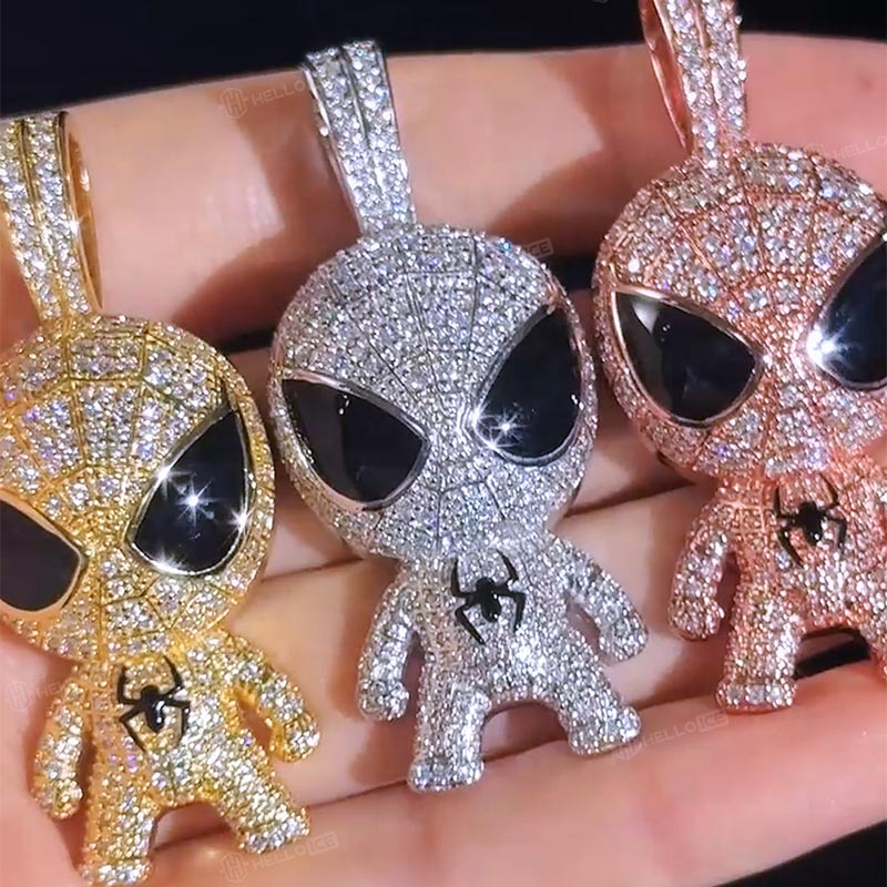 Iced Out Cartoon Superhero Spider Pendant